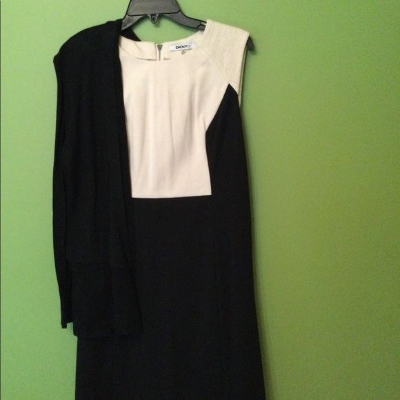 DKNYC color block dress with a Lg weight black sweater. Dress size 12. Sweater M - Picture 9 of 11